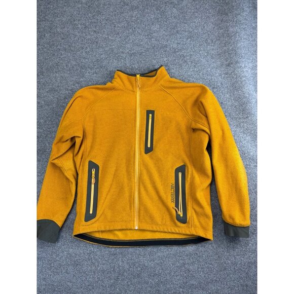 Arc'Teryx Strato Polartec Jacket Men's Large Yellow Fleece Full Zip Mock Neck - Picture 1 of 8